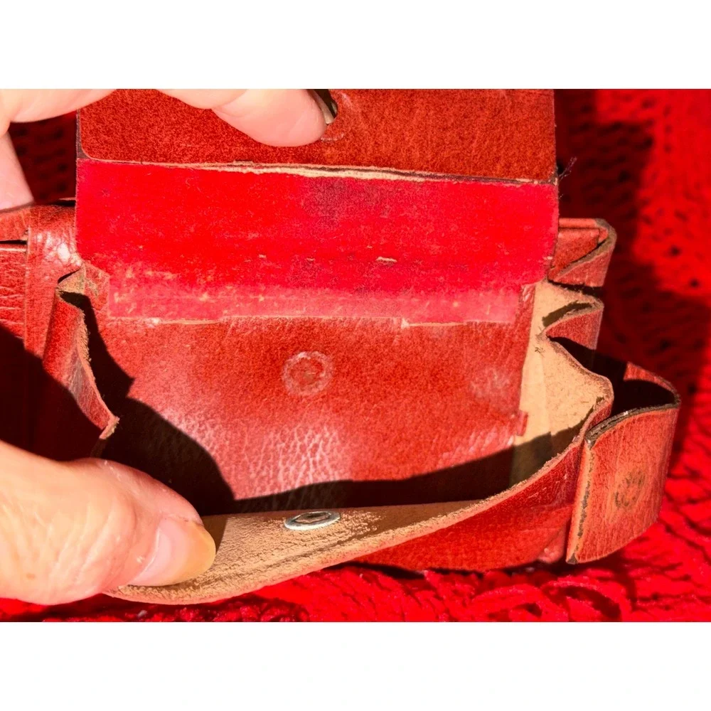 Vintage Princess Gardner Studded Pebbled Leather Bifold Wallet Brown Suede Trim